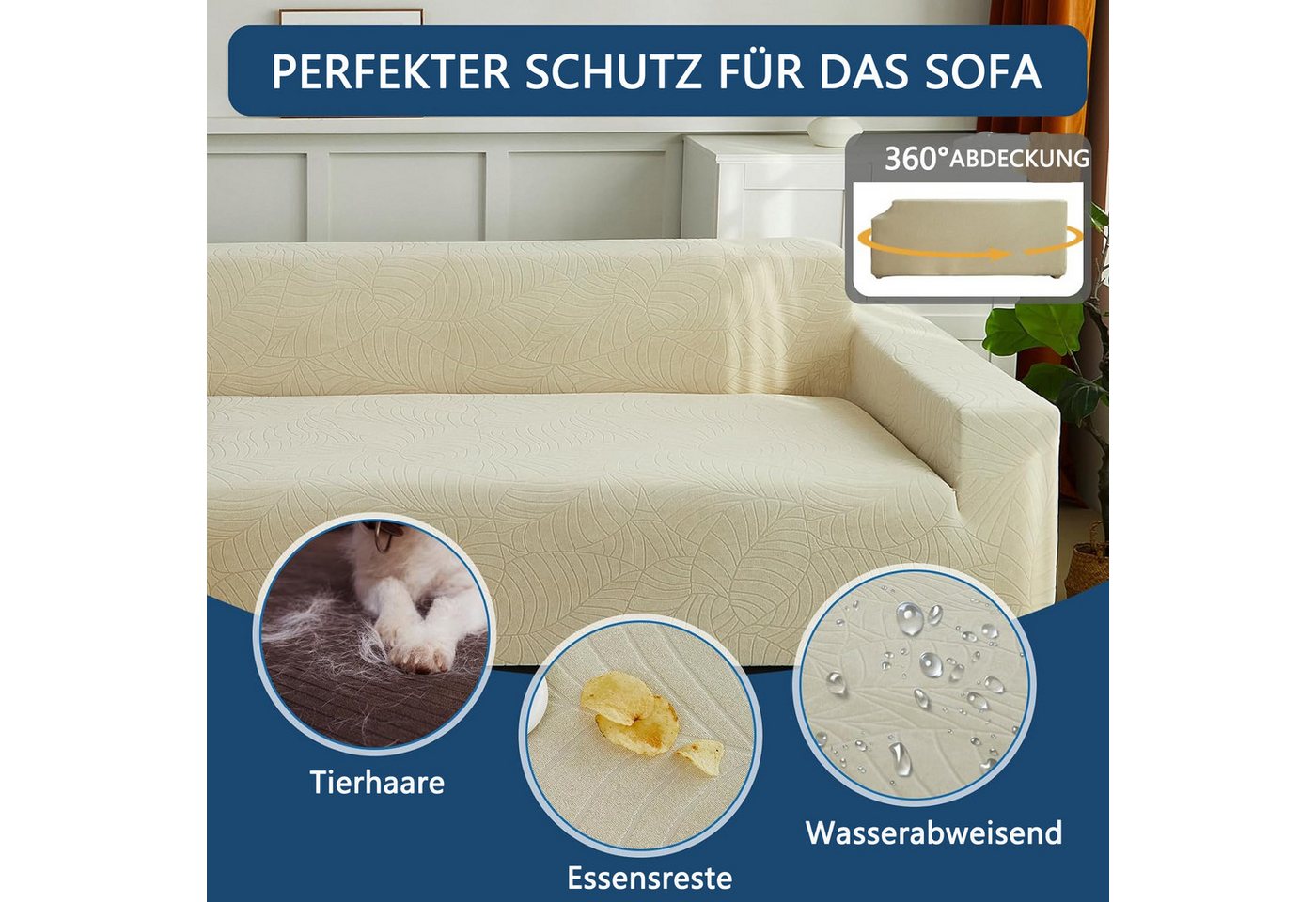 Minicloss Sofabezug High Stretch Sofabezug Moderne Sofaüberwurf Elastische Sofahusse, für Wohnzimmer Protector für Hunde Haustiere – Bild 5 von 5