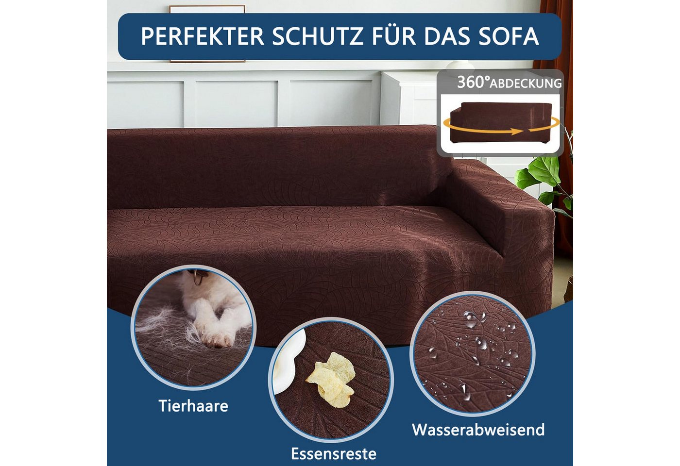 Minicloss Sofabezug High Stretch Sofabezug Moderne Sofaüberwurf Elastische Sofahusse, für Wohnzimmer Protector für Hunde Haustiere – Bild 5 von 5