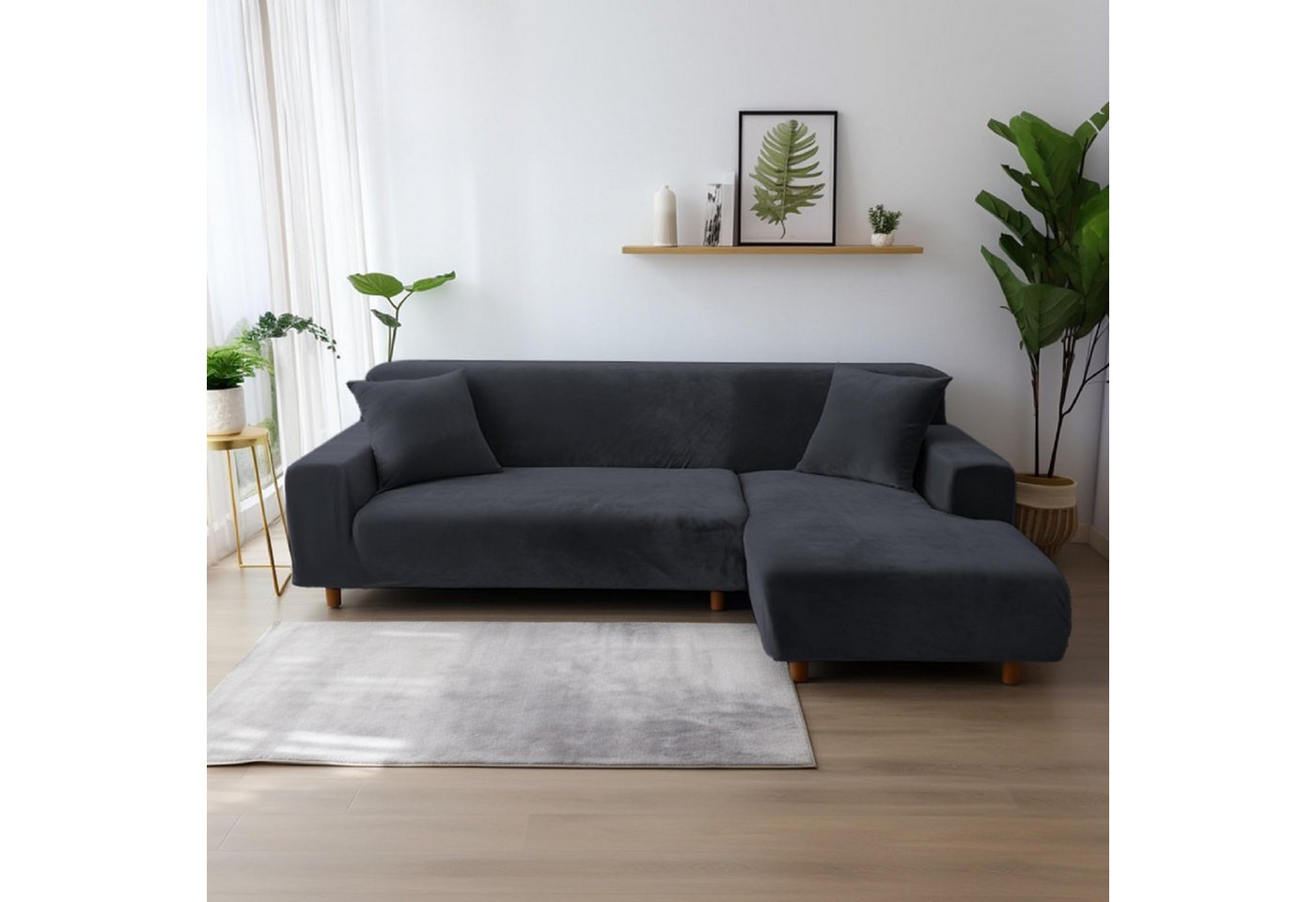 Minicloss Sofabezug Stretch-Sofabezug Dicke Samt Sofa Überwürfe Sofabezug, Sofahusse mit Armlehne für Wohnzimmer, Protector für Hunde Haustiere – Bild 5 von 5