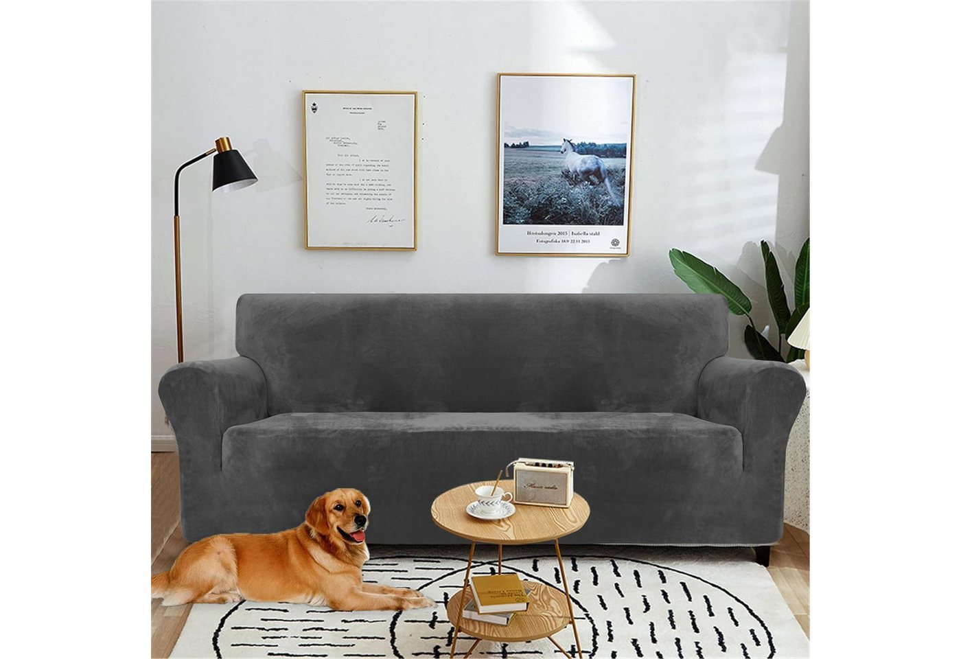 Minicloss Sofahusse 1/2/3/4 Sitzer Sofabezug, Modern Sofaüberwurf Elastische Couchbezug, waschbarer, mit Armlehne, Protector für Hunde Haustiere – Bild 3 von 5