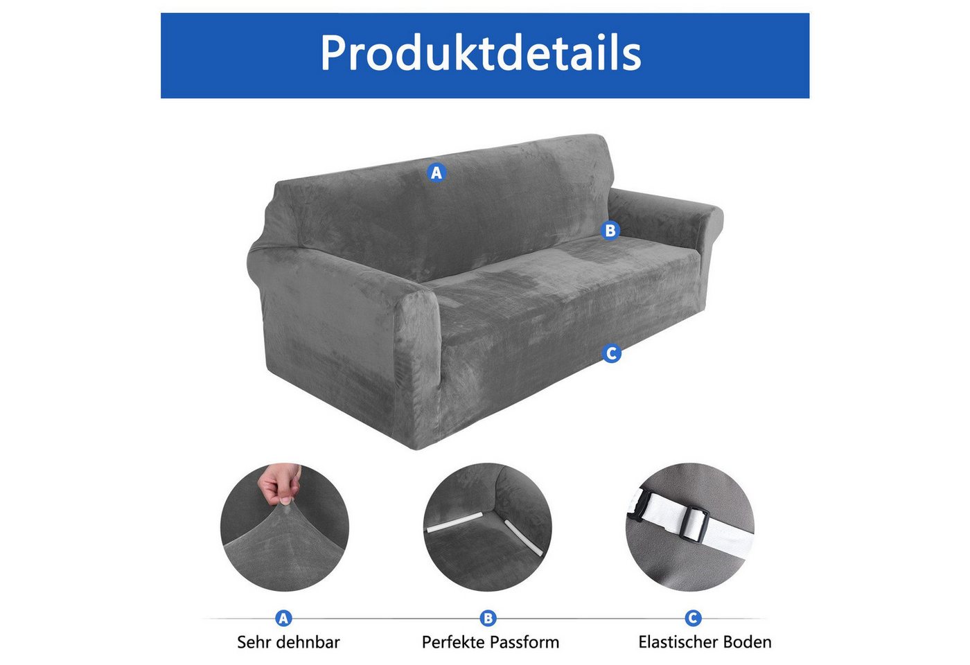 Minicloss Sofahusse 1/2/3/4 Sitzer Sofabezug, Modern Sofaüberwurf Elastische Couchbezug, waschbarer, mit Armlehne, Protector für Hunde Haustiere – Bild 4 von 5