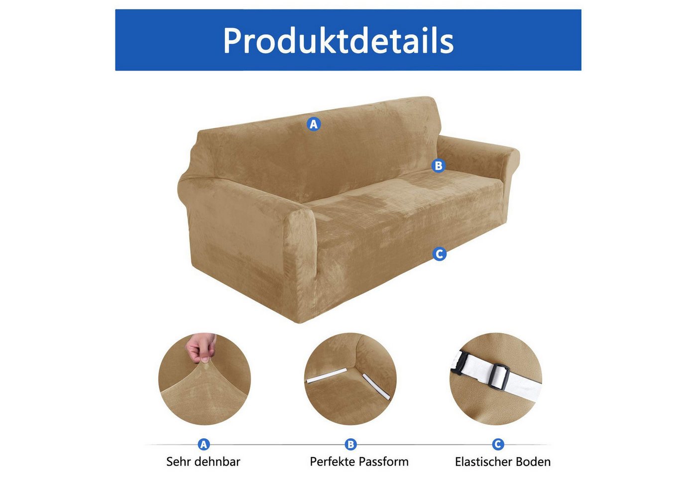 Minicloss Sofahusse 1/2/3/4 Sitzer Sofabezug, Modern Sofaüberwurf Elastische Couchbezug, waschbarer, mit Armlehne, Protector für Hunde Haustiere – Bild 4 von 5