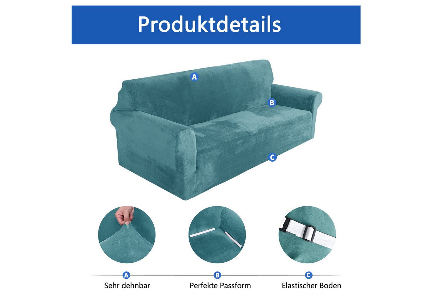 Minicloss Sofahusse 1/2/3/4 Sitzer Sofabezug, Modern Sofaüberwurf Elastische Couchbezug, waschbarer, mit Armlehne, Protector für Hunde Haustiere – Bild 4 von 5