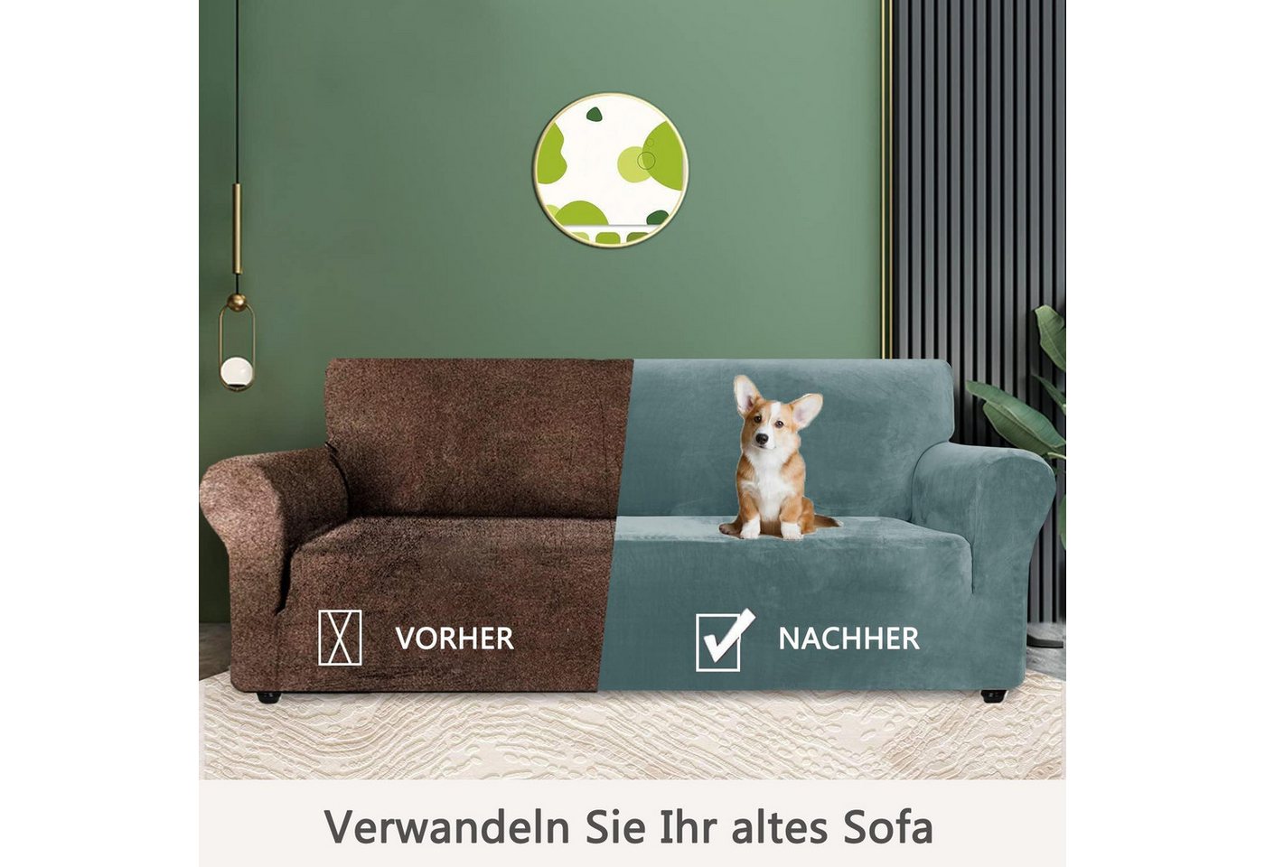Minicloss Sofahusse 1/2/3/4 Sitzer Sofabezug, Modern Sofaüberwurf Elastische Couchbezug, waschbarer, mit Armlehne, Protector für Hunde Haustiere – Bild 5 von 5