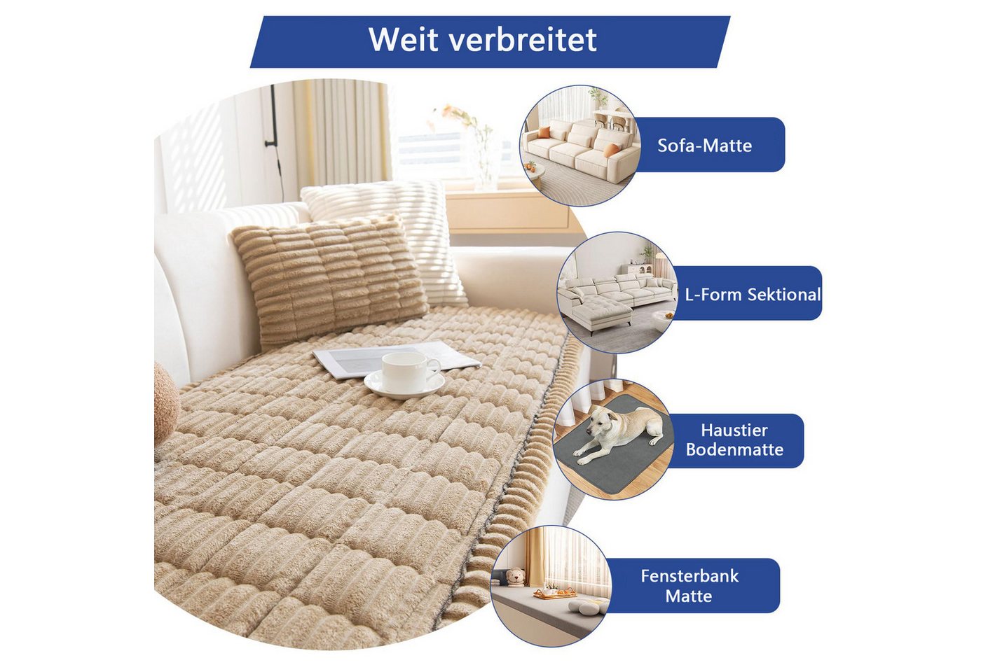 Minicloss Sofaschoner Weiche Flanell Sofa überzug Waschbar - Neue Sitzkissenbezüge, rutschfeste Sofabezug – Bild 2 von 5