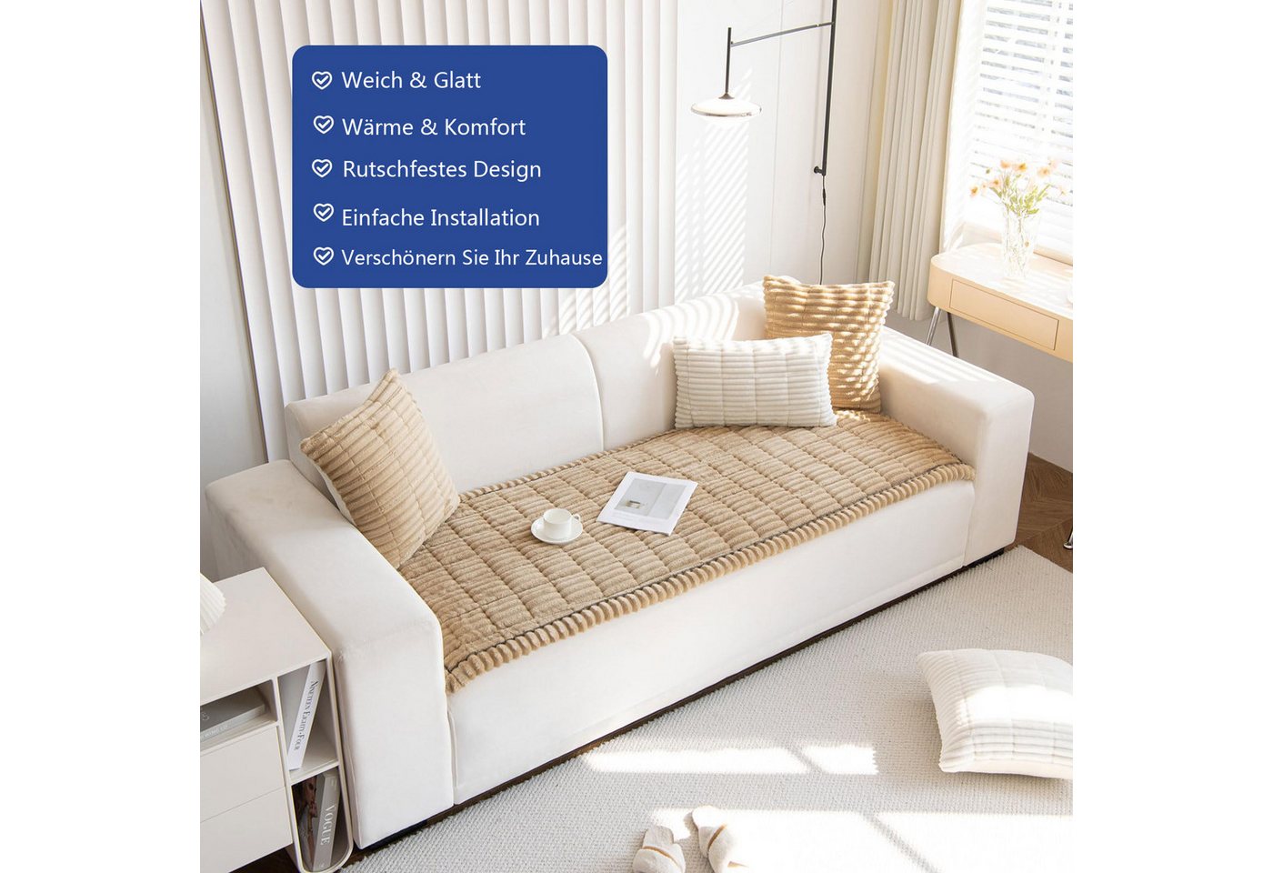 Minicloss Sofaschoner Weiche Flanell Sofa überzug Waschbar - Neue Sitzkissenbezüge, rutschfeste Sofabezug – Bild 4 von 5