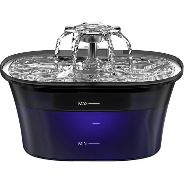 Minicloss Trinkbrunnen Katzenbrunnen, 2,5L Edelstahl Trinktablett, Ultra leise Wasserbrunnen, für Katzen, Eingebautes LED und Aktivkohlefilter, Leicht zu Reinig