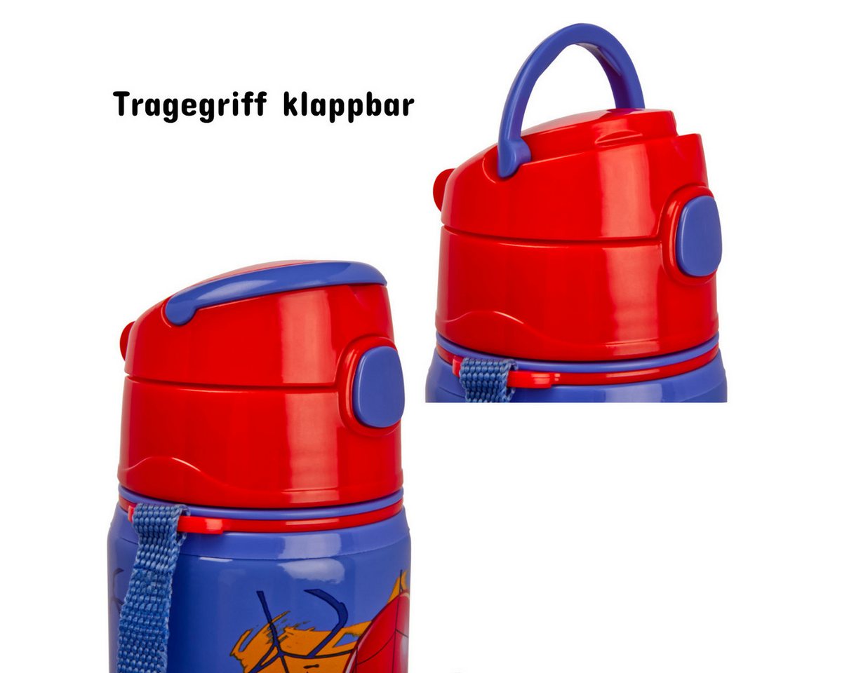 miniHeld Trinkflasche Kinder Trinkflasche Spiderman 600ml Blau Tragegurt Alu Marvel Held – Bild 5 von 5