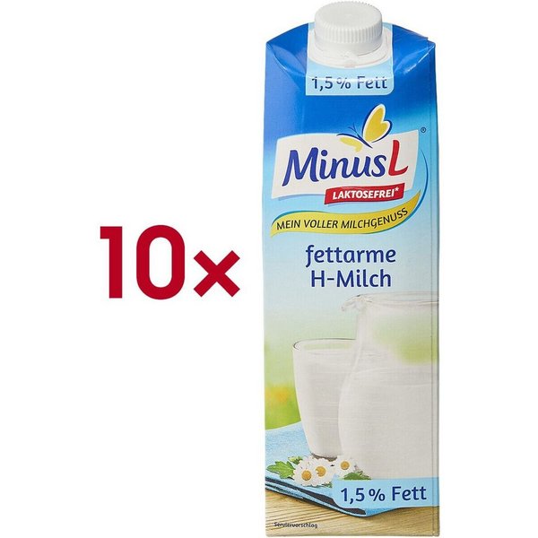 MinusL Milch 1,5% Fett, laktosefrei*, 10x 1 Liter