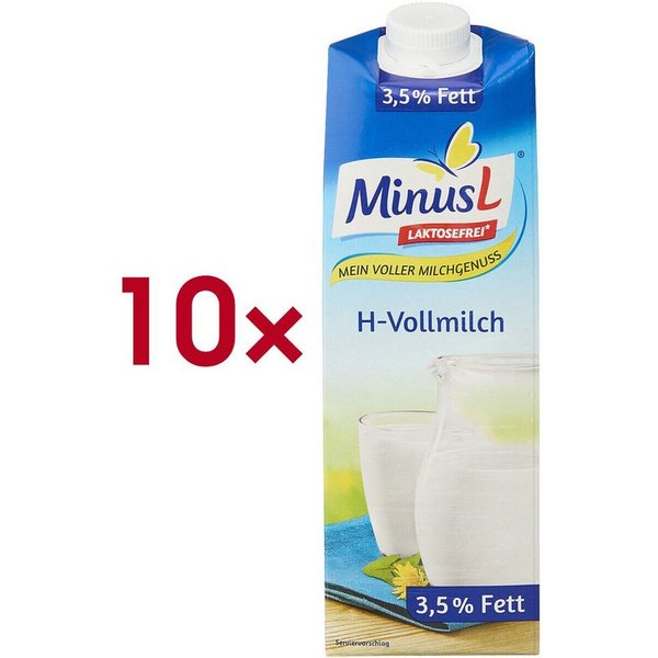 MinusL Milch 3,5% Fett, laktosefrei*, 10x 1 Liter