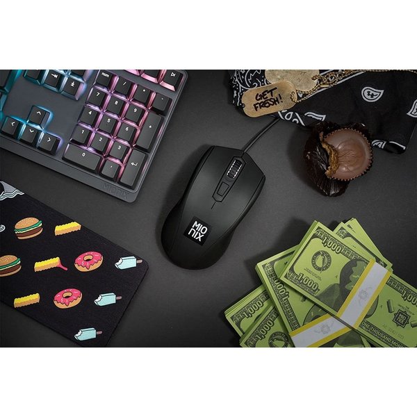 MIONIX Gaming + Artists Maus Avior Black Optisch Mäuse (für Rechts- und Linkshänder RGB LED-Mausrad 5000 DPI optischer Sensor)
