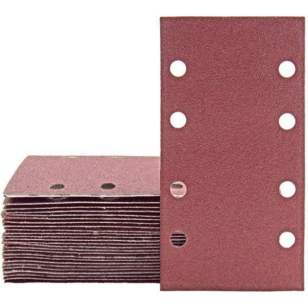 MioTools Schleifpapier 180 x 93 mm 8-Loch Klett-Schleifblätter für Schwingschleifer, Normalkorund, 50 Stk., K100