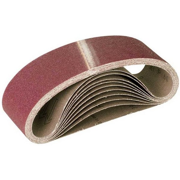 MioTools Schleifpapier 457 x 75 mm Schleifbänder für Handbandschleifer, Normalkorund, 10 Stk., K80