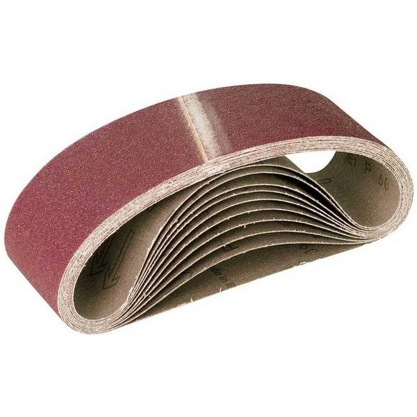 MioTools Schleifpapier 75 x 533 mm Schleifbänder für Handbandschleifer, Normalkorund, 10 Stk., K80