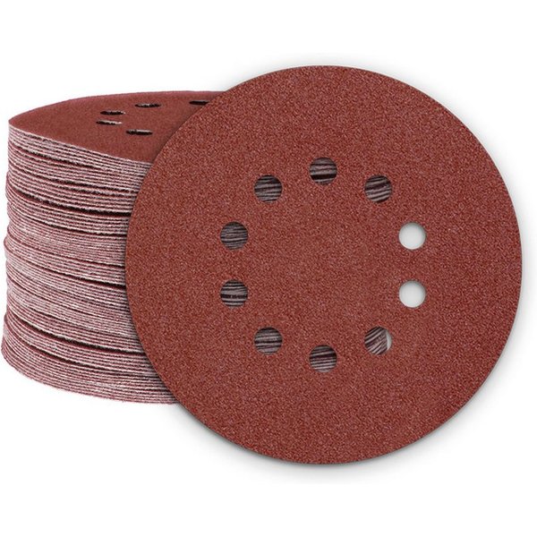 MioTools Schleifscheibe Ø 225 mm 10-Loch Klett-Schleifscheiben für Trockenbauschleifer, Normalkorund, 25 Stk., K180