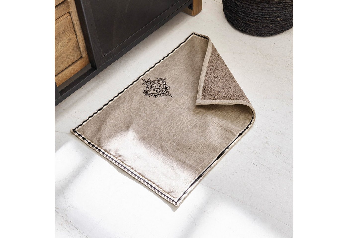Mirabeau Badematte Badematte Rania beige, Höhe 400 mm, 100% Baumwolle, Unterseite: 100% Leinen, none – Bild 3 von 5