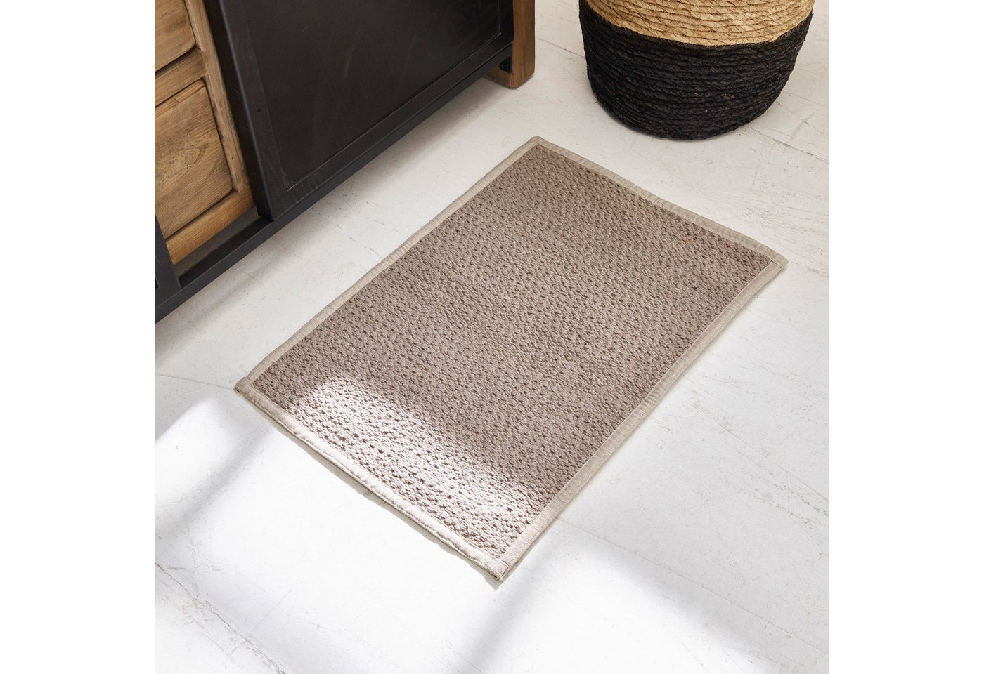 Mirabeau Badematte Badematte Rania beige, Höhe 400 mm, 100% Baumwolle, Unterseite: 100% Leinen, none – Bild 4 von 5