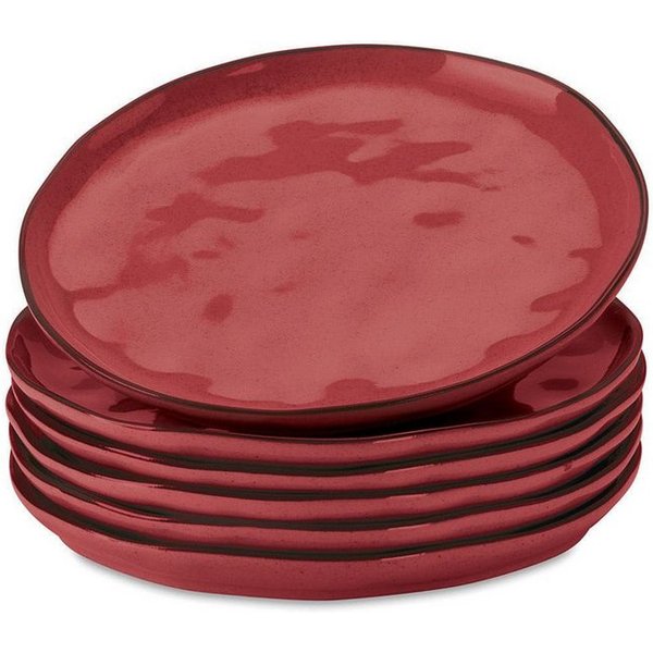 Mirabeau Geschirr-Set Dessertteller 6er Set Biarré rot, Steinzeug, none