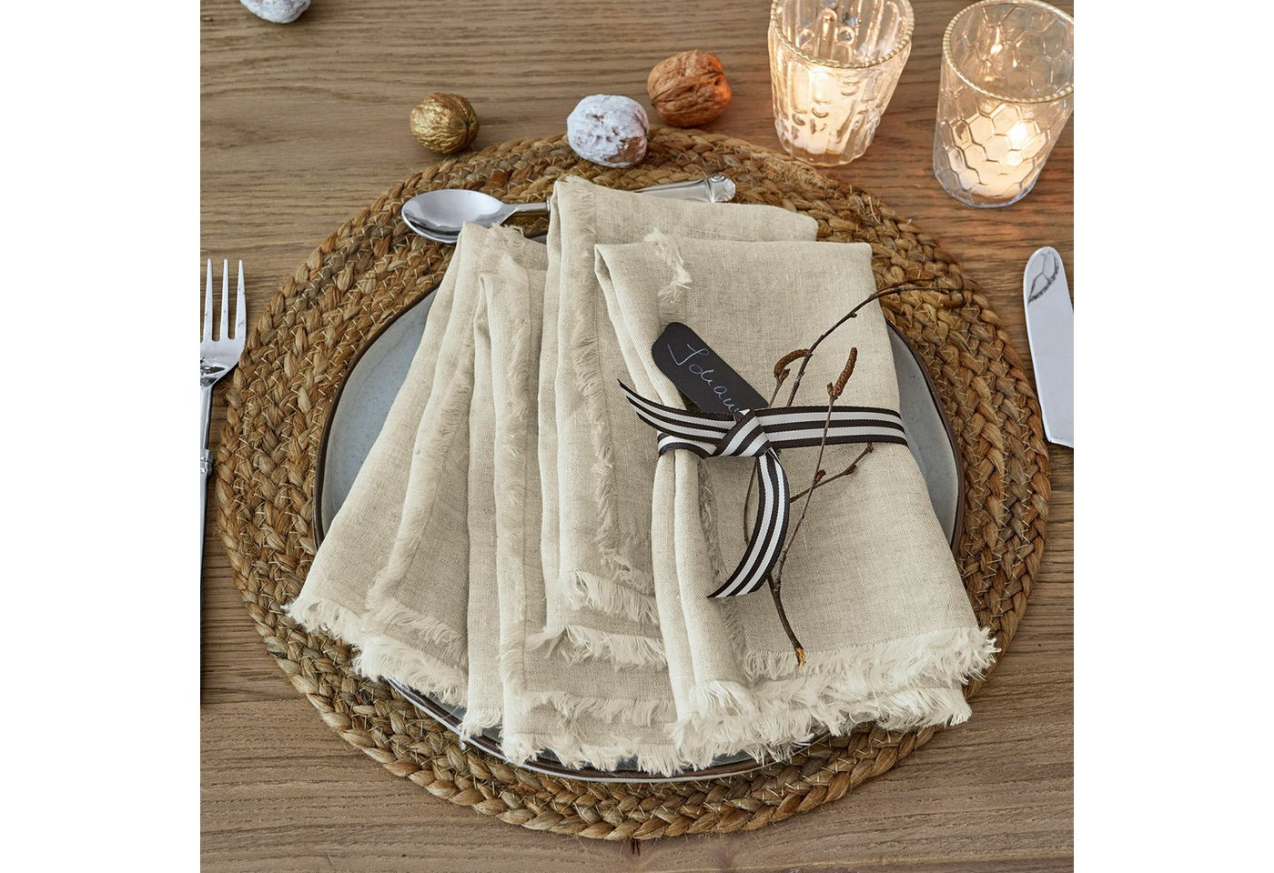 Mirabeau Stoffserviette Serviette 4er Set Largo leinen – Bild 2 von 5