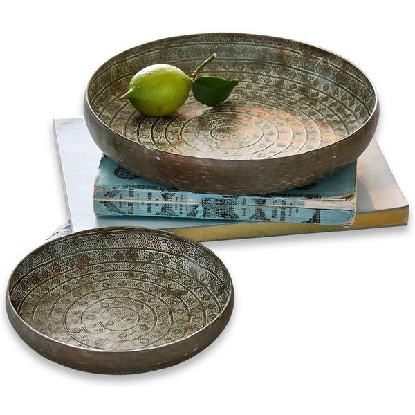 Mirabeau Tablett Tablett 2er Set Birse antikbronze, Aluminium