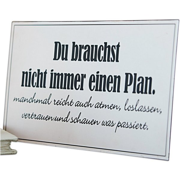 Mirabeau Wanddekoobjekt Deko-Schild Plan weiß, Dekoboard