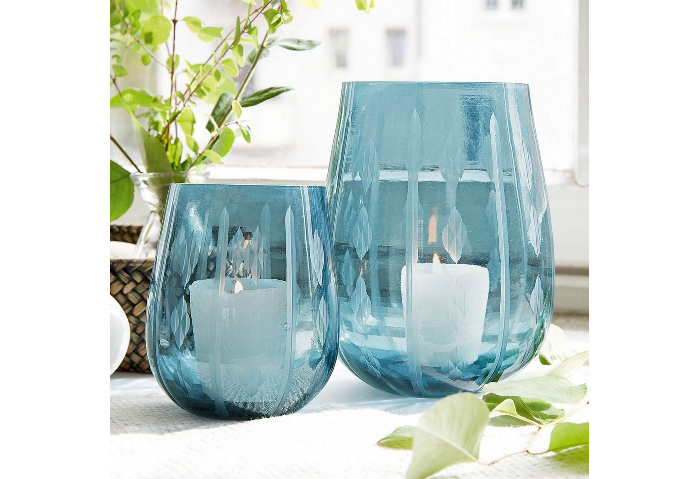 Mirabeau Windlicht Windlicht 2er Set Danisar blau (2er Set, 2er Set), none – Bild 3 von 5