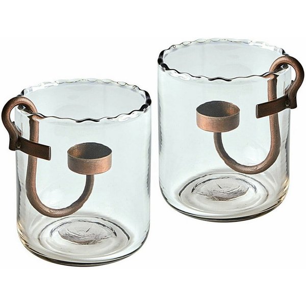 Mirabeau Windlicht Windlicht 2er Set Lynn klar/antikschwarz (2er Set, 2er Set), none