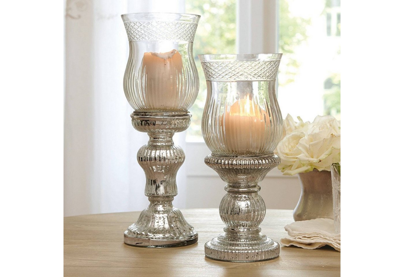 Mirabeau Windlicht Kerzenständer 2er Set Luisant silber/klar (2er Set, 2er Set), none – Bild 2 von 3