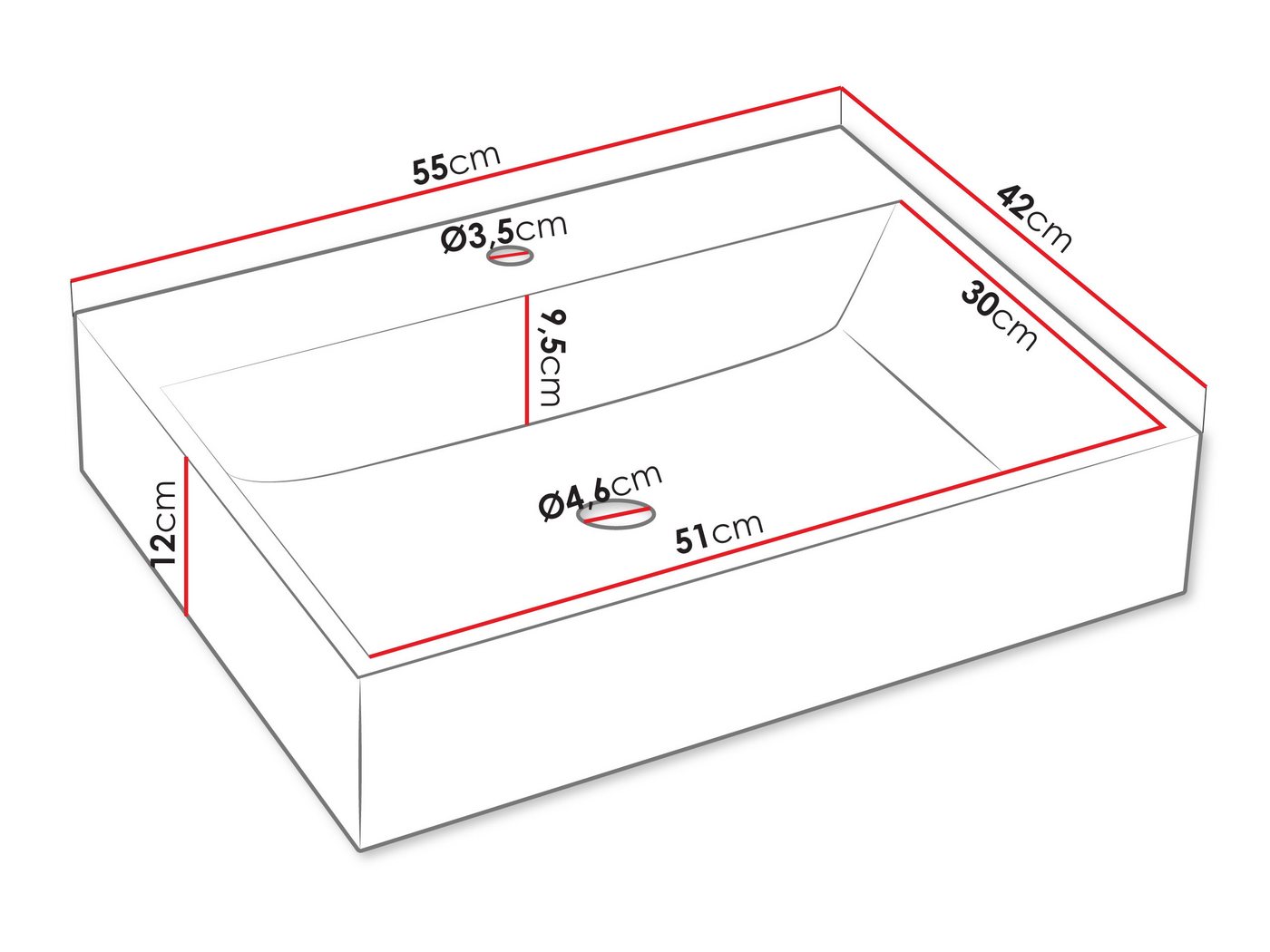 MIRJAN24 Badmöbel-Set Kertos Rillen II, (4er-Set, Spiegel, Waschbeckenschrank, Waschbecken, Schrank), Fronten gefräst, Siphon – Bild 5 von 5
