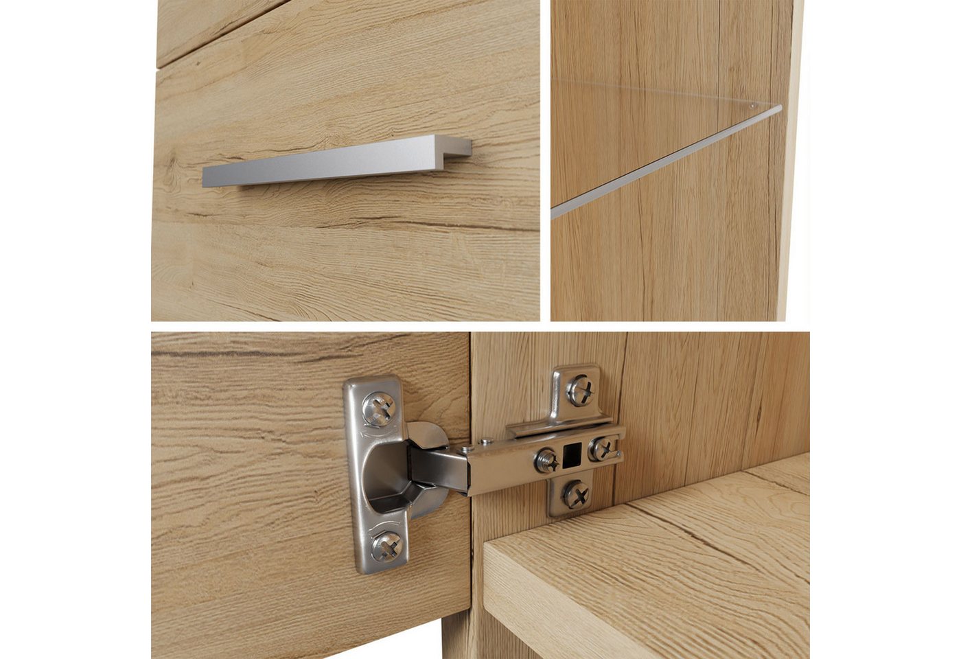 MIRJAN24 Badmöbel-Set Madrit II, (5er-Set, Waschbeckenschrank, 2x Hochschrank, Spiegelschrank, Waschbecken), mit Siphon, LED-Beleuchtung als Option – Bild 4 von 5