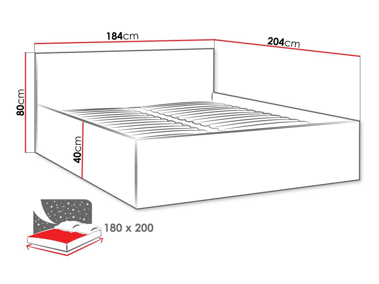 MIRJAN24 Bett Tokyo 180 (mit Lattenrost), 160/180x200 cm – Bild 4 von 5