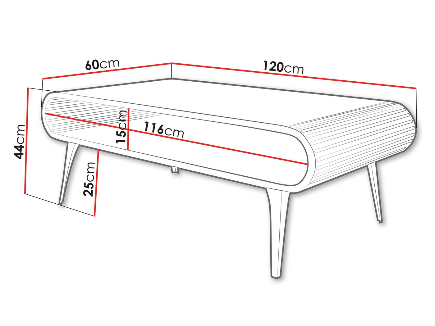 MIRJAN24 Couchtisch Aristo (mit Einlegeboden), 120x60x44 cm – Bild 3 von 4