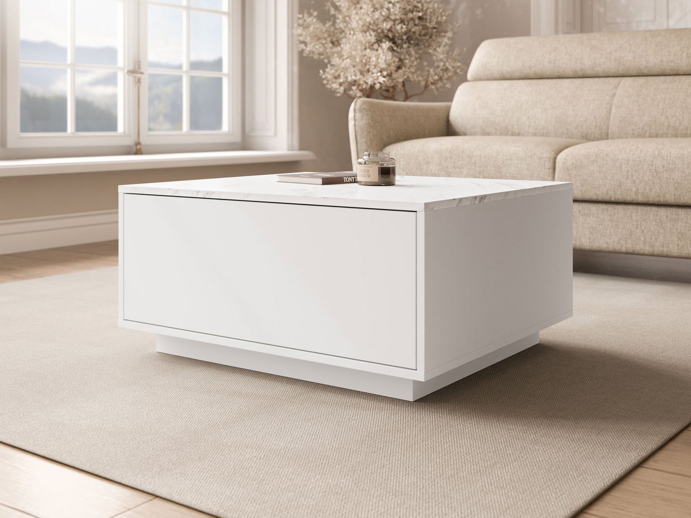 MIRJAN24 Couchtisch Bavro (mit Klappe), 80x70x39 cm, Gasdruckfeder – Bild 2 von 5
