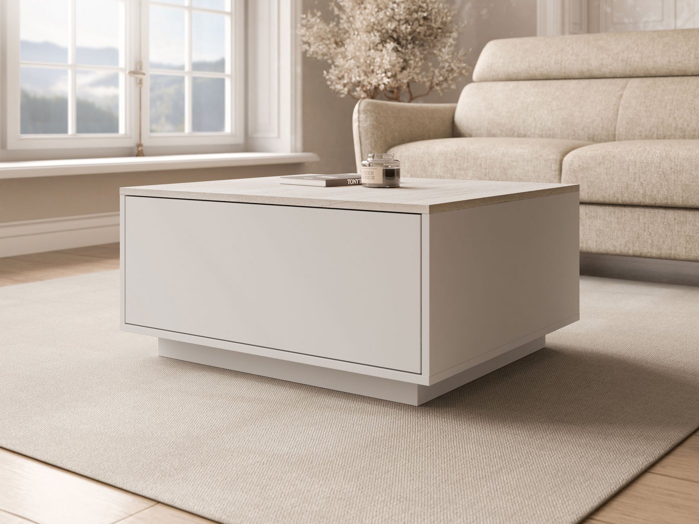 MIRJAN24 Couchtisch Bavro (mit Klappe), 80x70x39 cm, Gasdruckfeder – Bild 2 von 5