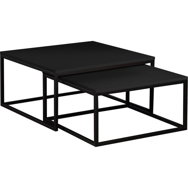 MIRJAN24 Couchtisch Dual (2er-Set), Vierkantrohrrahmen aus Stahl, schwarz pulverbeschichtet