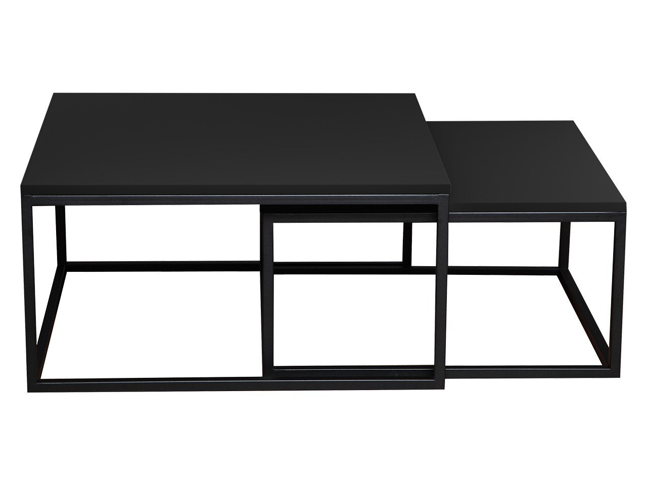 MIRJAN24 Couchtisch Dual (2er-Set), Vierkantrohrrahmen aus Stahl, schwarz pulverbeschichtet – Bild 4 von 5