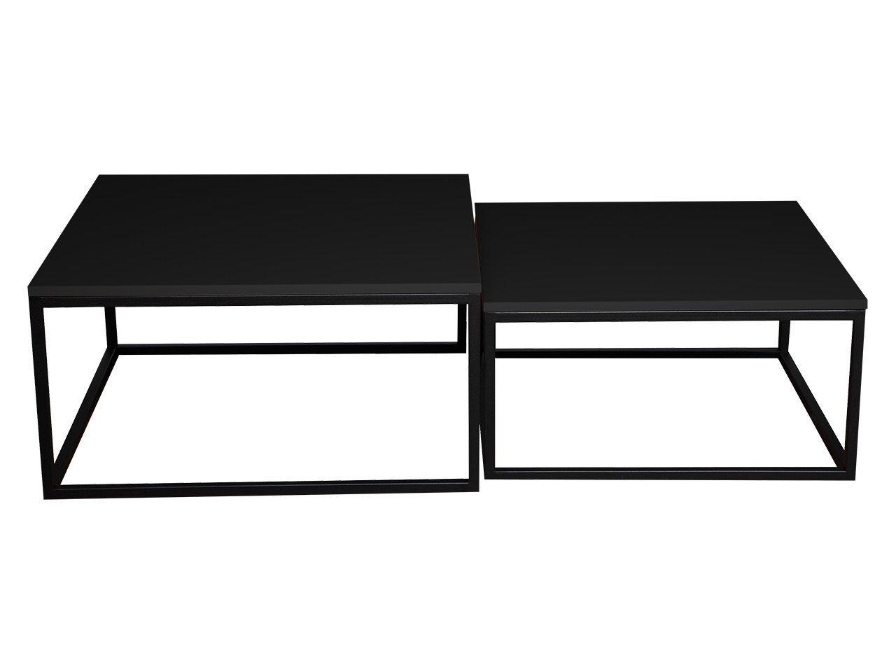 MIRJAN24 Couchtisch Dual (2er-Set), Vierkantrohrrahmen aus Stahl, schwarz pulverbeschichtet – Bild 5 von 5
