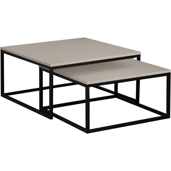 MIRJAN24 Couchtisch Dual (2er-Set), Vierkantrohrrahmen aus Stahl, schwarz pulverbeschichtet