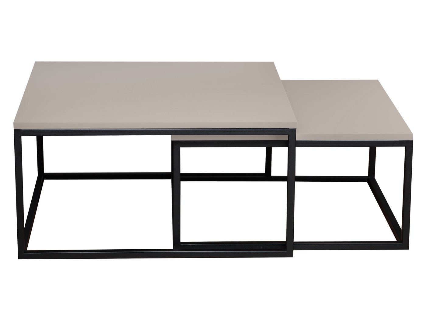 MIRJAN24 Couchtisch Dual (2er-Set), Vierkantrohrrahmen aus Stahl, schwarz pulverbeschichtet – Bild 4 von 5