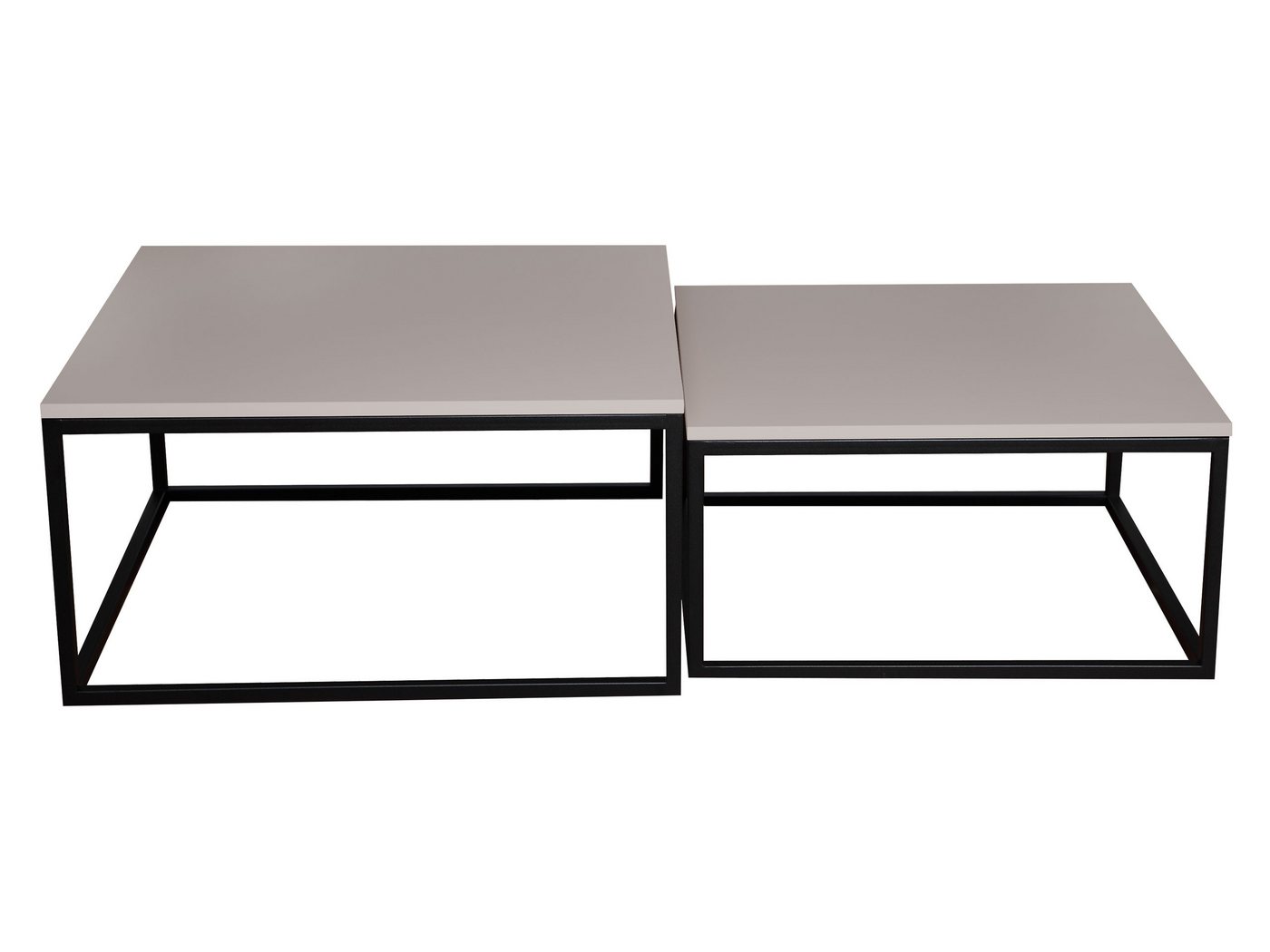 MIRJAN24 Couchtisch Dual (2er-Set), Vierkantrohrrahmen aus Stahl, schwarz pulverbeschichtet – Bild 5 von 5