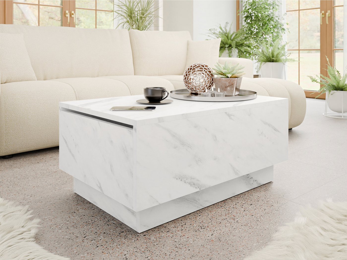 MIRJAN24 Couchtisch Moon 90x60 (mit Stauraum), Gasdruckfeder, 90x60x40 cm – Bild 2 von 5