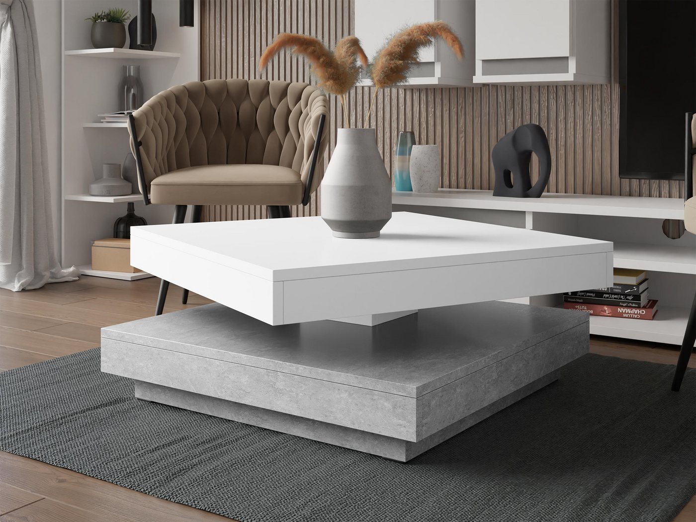 MIRJAN24 Couchtisch Nenani, Obere Tischplatte 360° frei drehbar – Bild 2 von 5