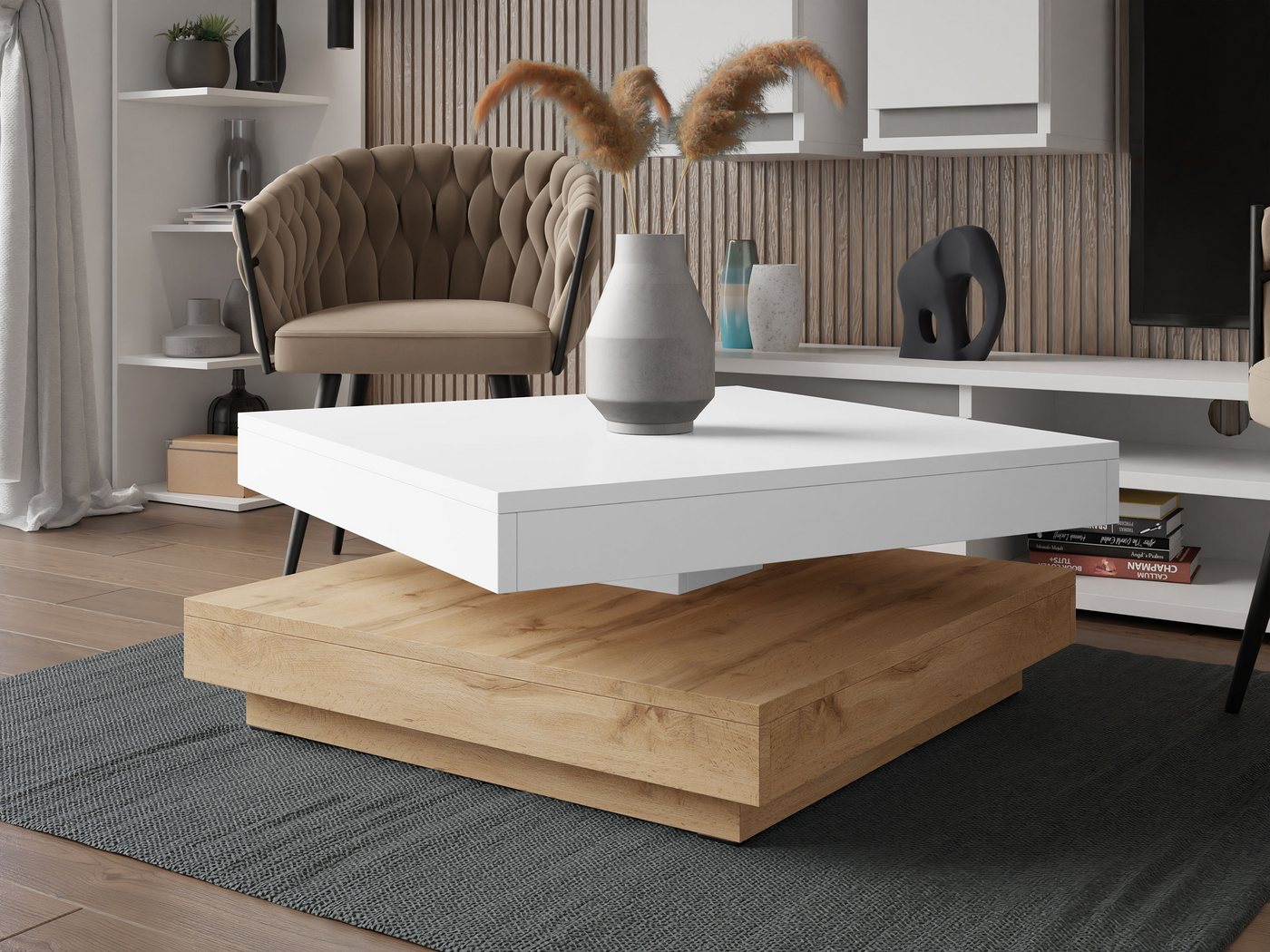 MIRJAN24 Couchtisch Nenani, Obere Tischplatte 360° frei drehbar – Bild 2 von 5