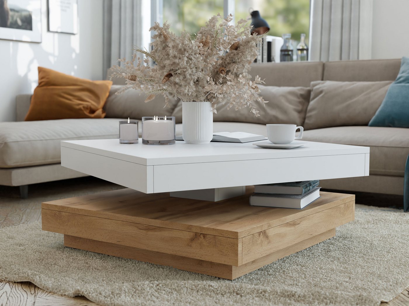 MIRJAN24 Couchtisch Nenani, Obere Tischplatte 360° frei drehbar – Bild 4 von 5