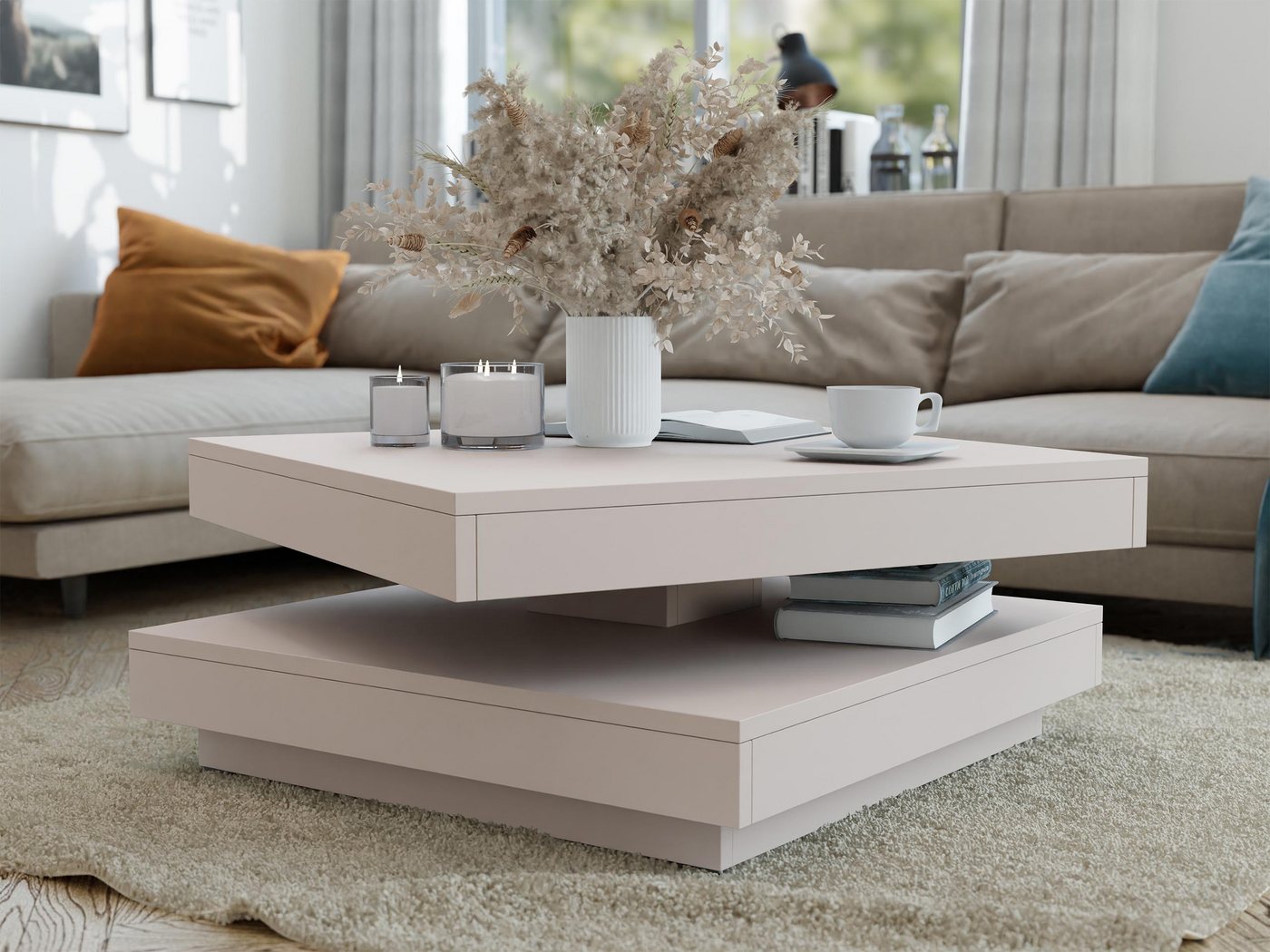 MIRJAN24 Couchtisch Nenani, Obere Tischplatte 360° frei drehbar – Bild 4 von 5