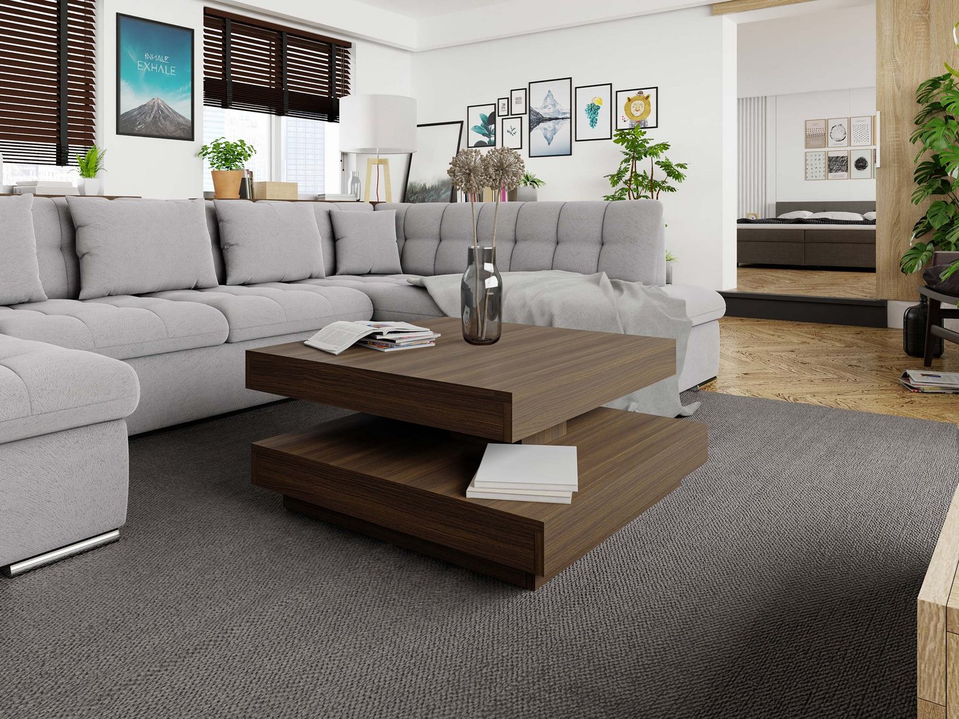 MIRJAN24 Couchtisch Nenani, Obere Tischplatte 360° frei drehbar – Bild 3 von 5