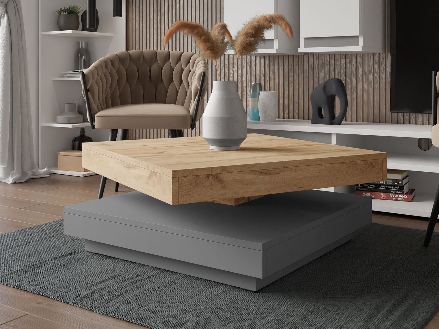MIRJAN24 Couchtisch Nenani, Obere Tischplatte 360° frei drehbar – Bild 2 von 5