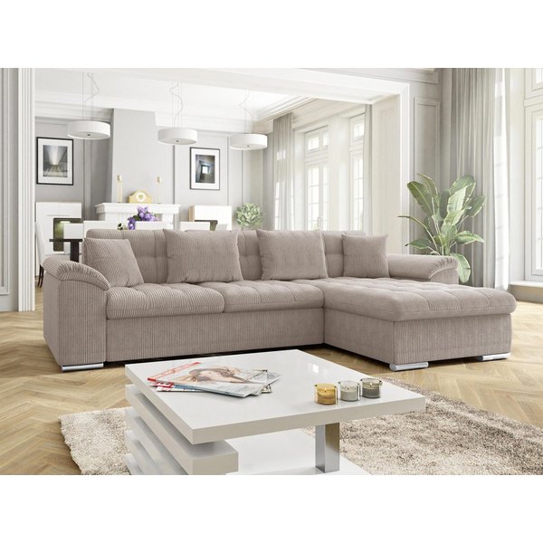 MIRJAN24 Ecksofa Diana Cord, mit Bettkasten und Schlaffunktion, Kissen-Set, 280x160x76 cm
