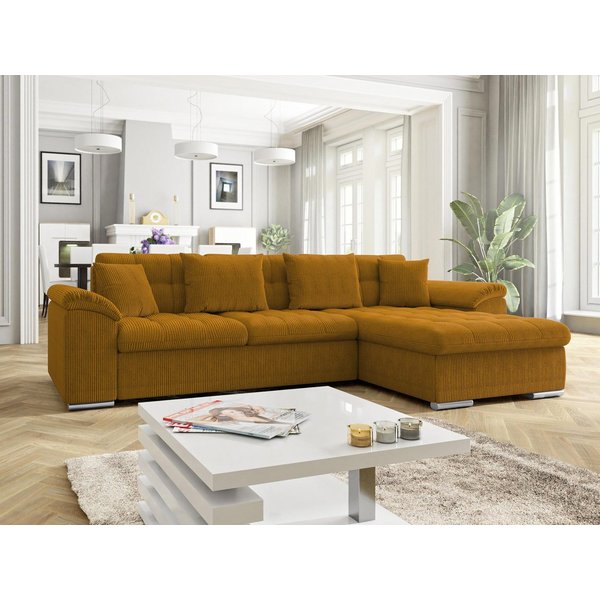 MIRJAN24 Ecksofa Diana Cord, mit Bettkasten und Schlaffunktion, Kissen-Set, 280x160x76 cm