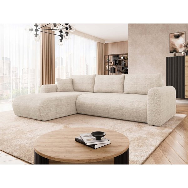 MIRJAN24 Ecksofa Eliwo, mit Schlaffunktion und Bettkasten, 252x158x80 cm, Rückenlehne in Form beweglicher Kissen